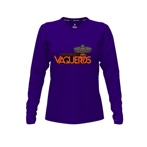 [FTLVCFPP-FYXS-LOGO1] Decker Comfort T-Shirt (Female Youth XS, Purple, V Neck, Logo 1, Long Sleeve)