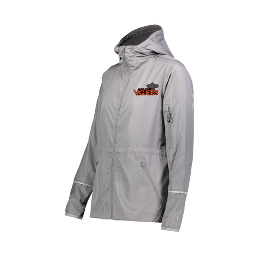 [229782.009.XS-LOGO1] Ladies Packable Full Zip Jacket (Female Adult XS, Silver, Logo 1)